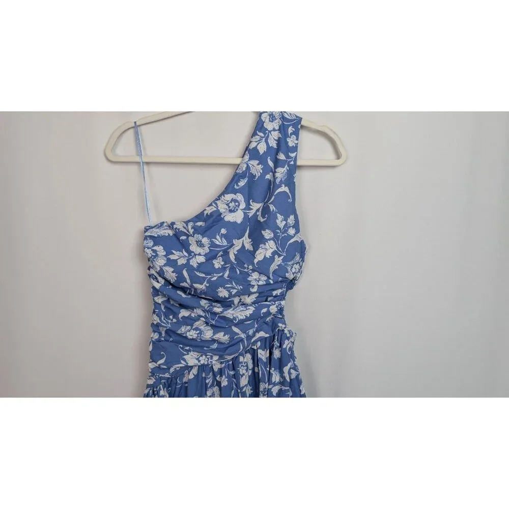 Abercrombie Fitch S Floral Fiore One-Shoulder Maxi Dress Cutout High Front Slit